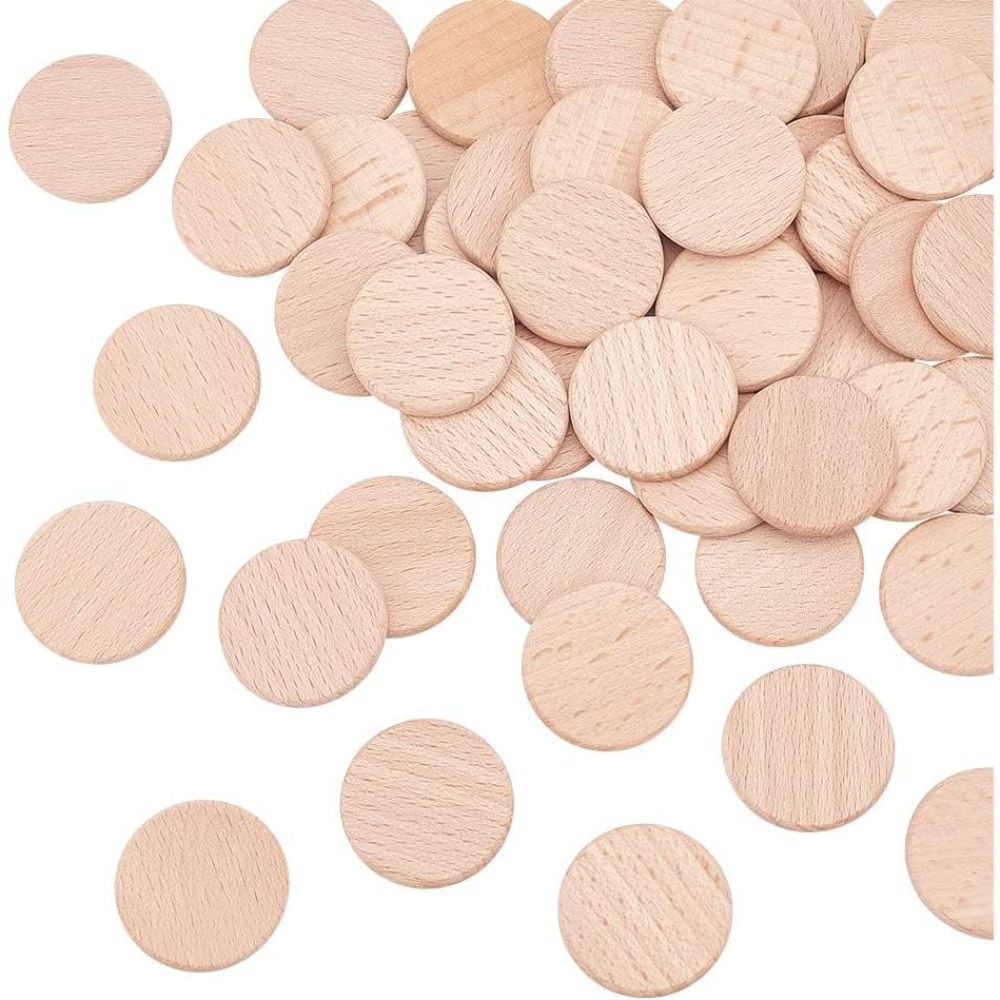 50Pcs 30.5mm Blank Beech Wood  - Oud Wood Chip ulasan dan harga