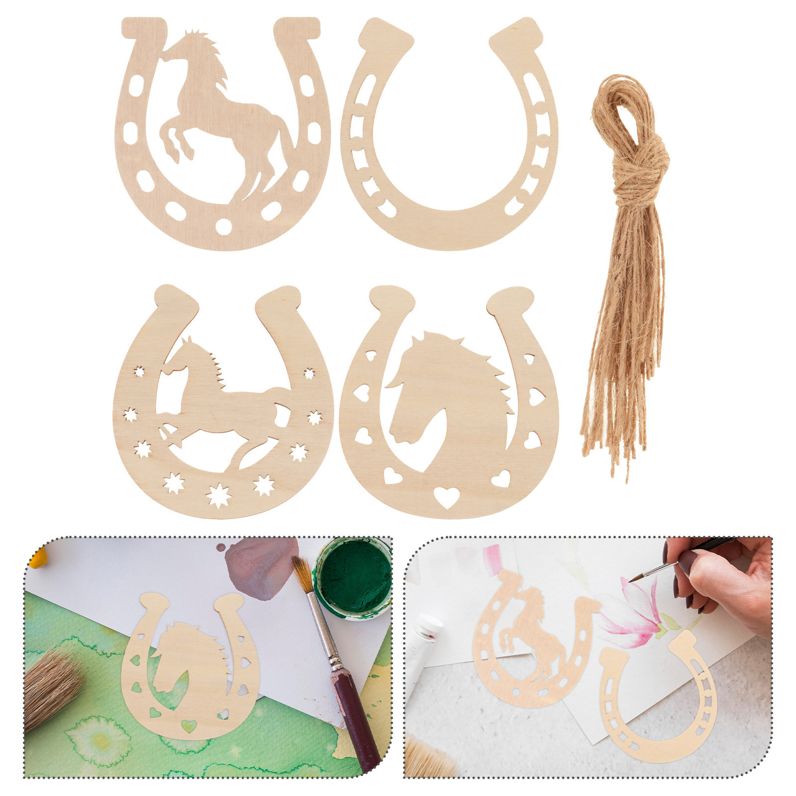 24Pcs Wood Horseshoe Shape Sli - Oud Wood Chip ulasan dan harga