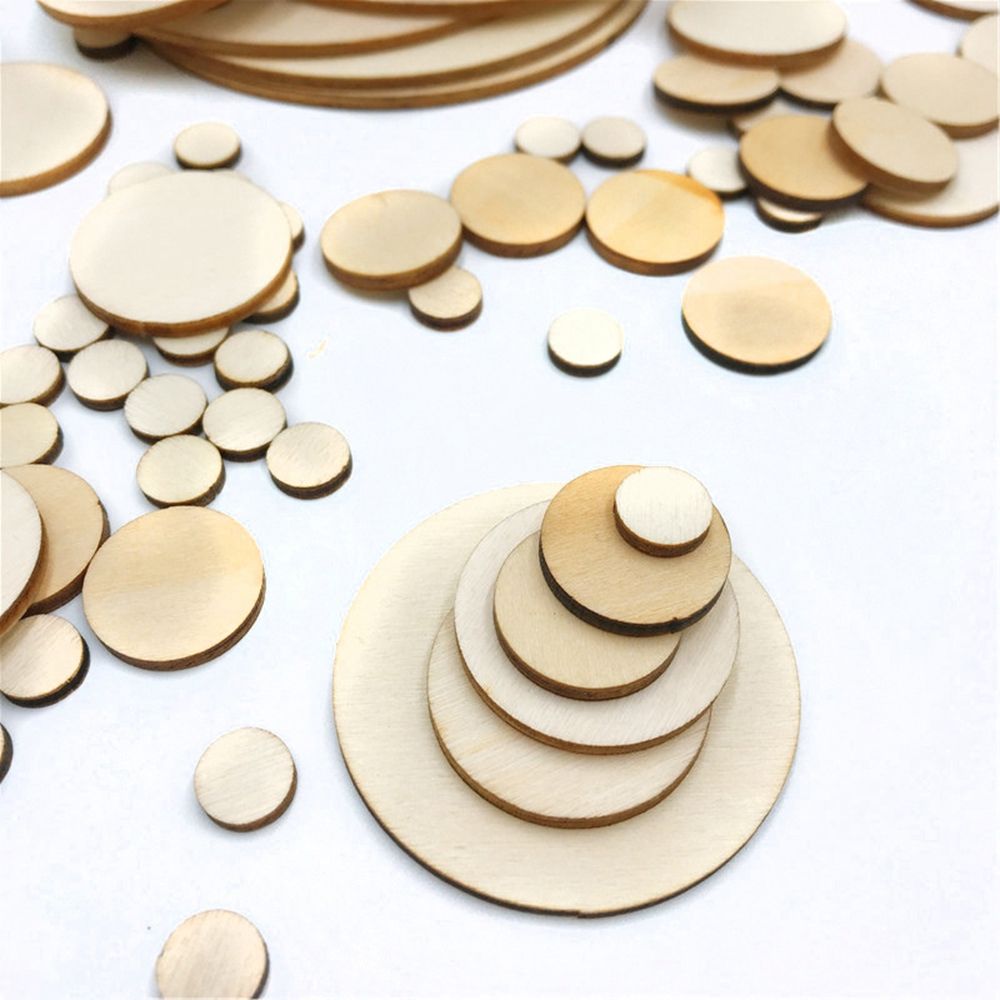 5-100Pcs Unfinished Round Wood - Oud Wood Chip ulasan dan harga